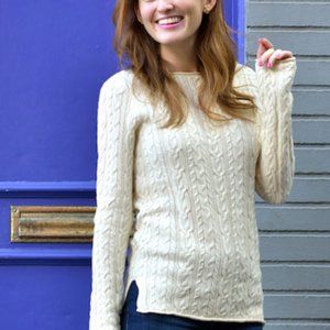 Alpaca cream coquette fisherman’s sweater nwt L